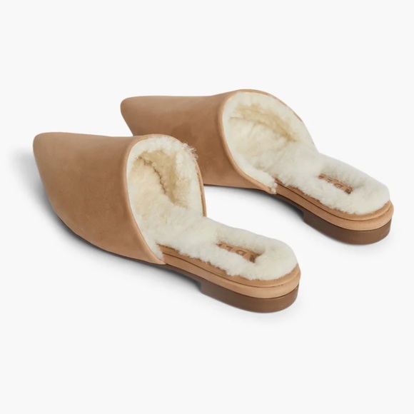 Able Becca Slipper Leather Shearling Slide Mule size 8.5 Tan Brown - Picture 3 of 11